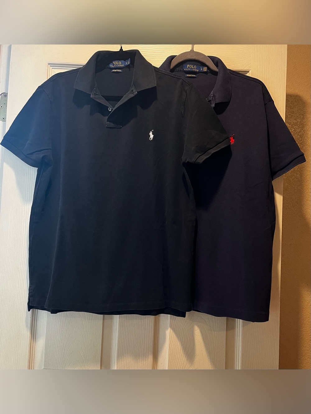 Ralph Lauren Men's Black and Navy Polo Shirts with Pony Logos